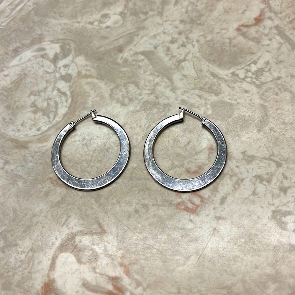 Medium size silver hoop earrings